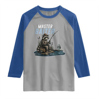 Funny Raccoon Fishing Raglan Shirt Master Baiter Fisherman