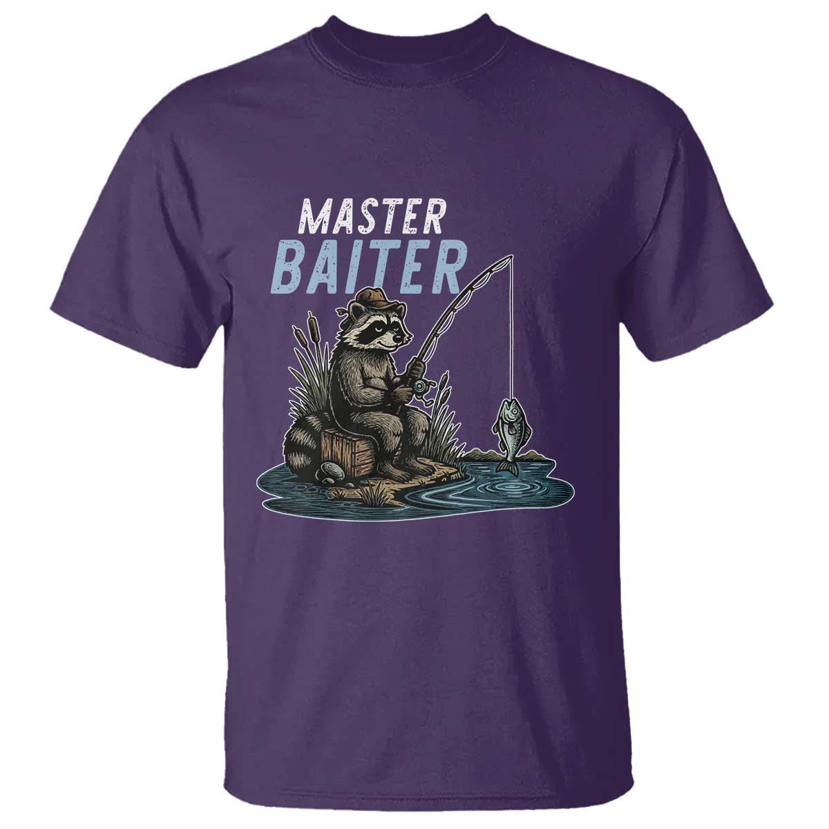 Funny Raccoon Fishing T Shirt Master Baiter Fisherman