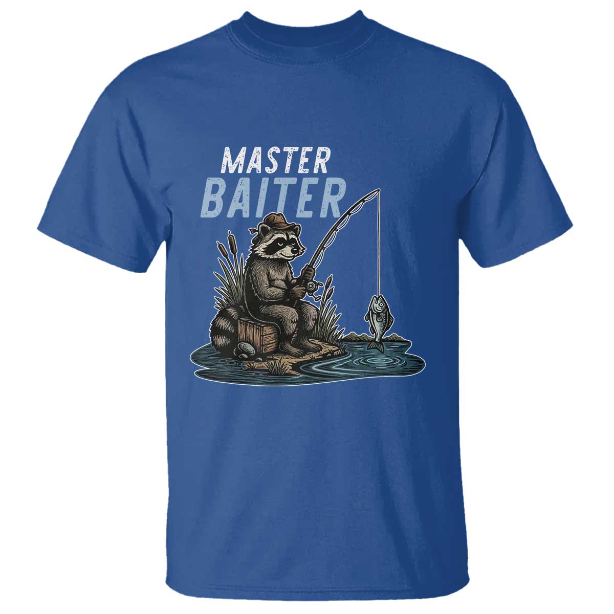 Funny Raccoon Fishing T Shirt Master Baiter Fisherman
