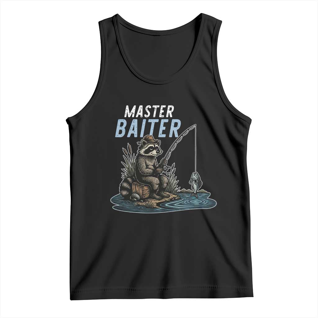 Funny Raccoon Fishing Tank Top Master Baiter Fisherman