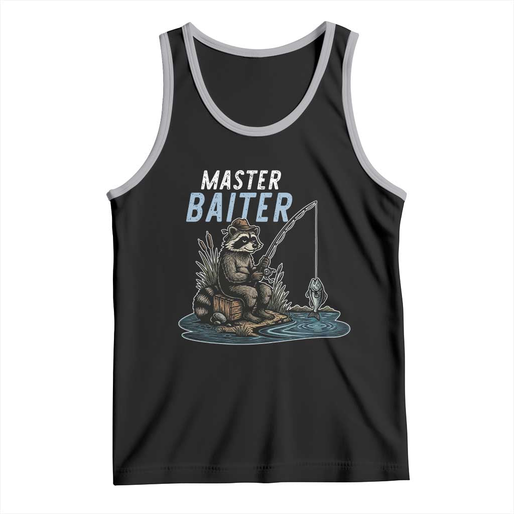 Funny Raccoon Fishing Tank Top Master Baiter Fisherman