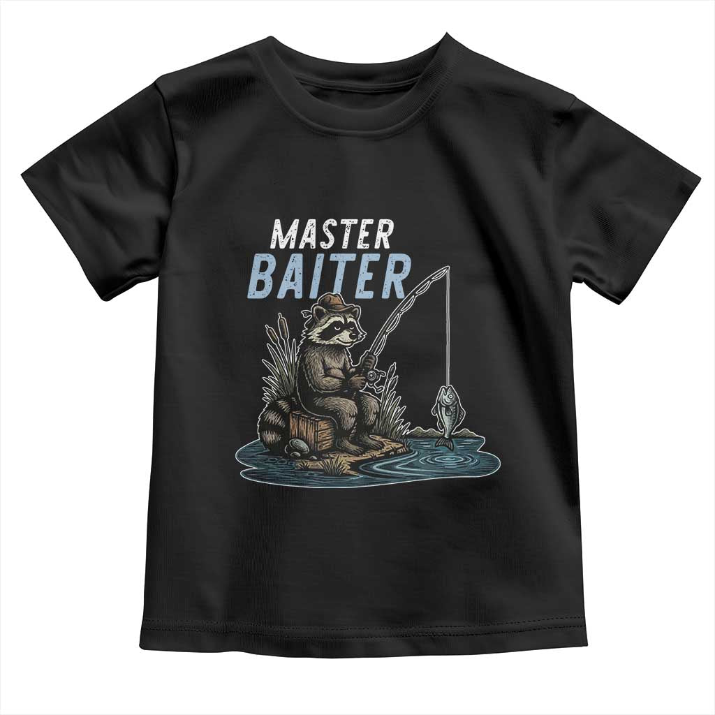 Funny Raccoon Fishing Toddler T Shirt Master Baiter Fisherman