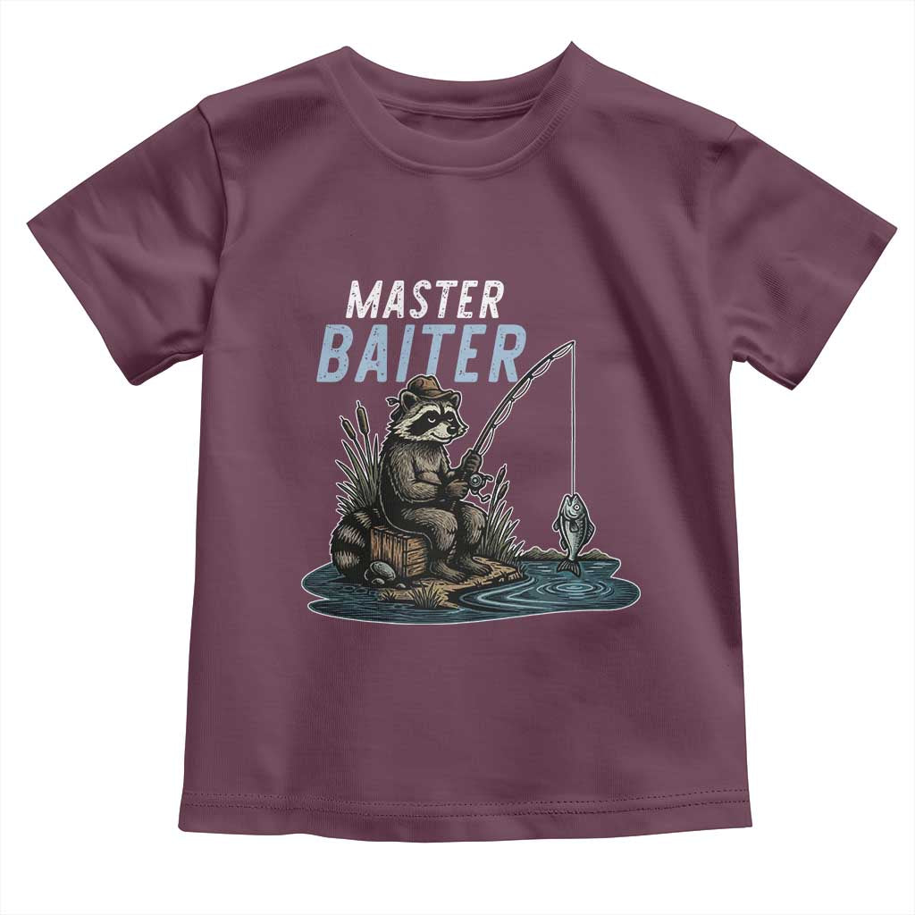 Funny Raccoon Fishing Toddler T Shirt Master Baiter Fisherman