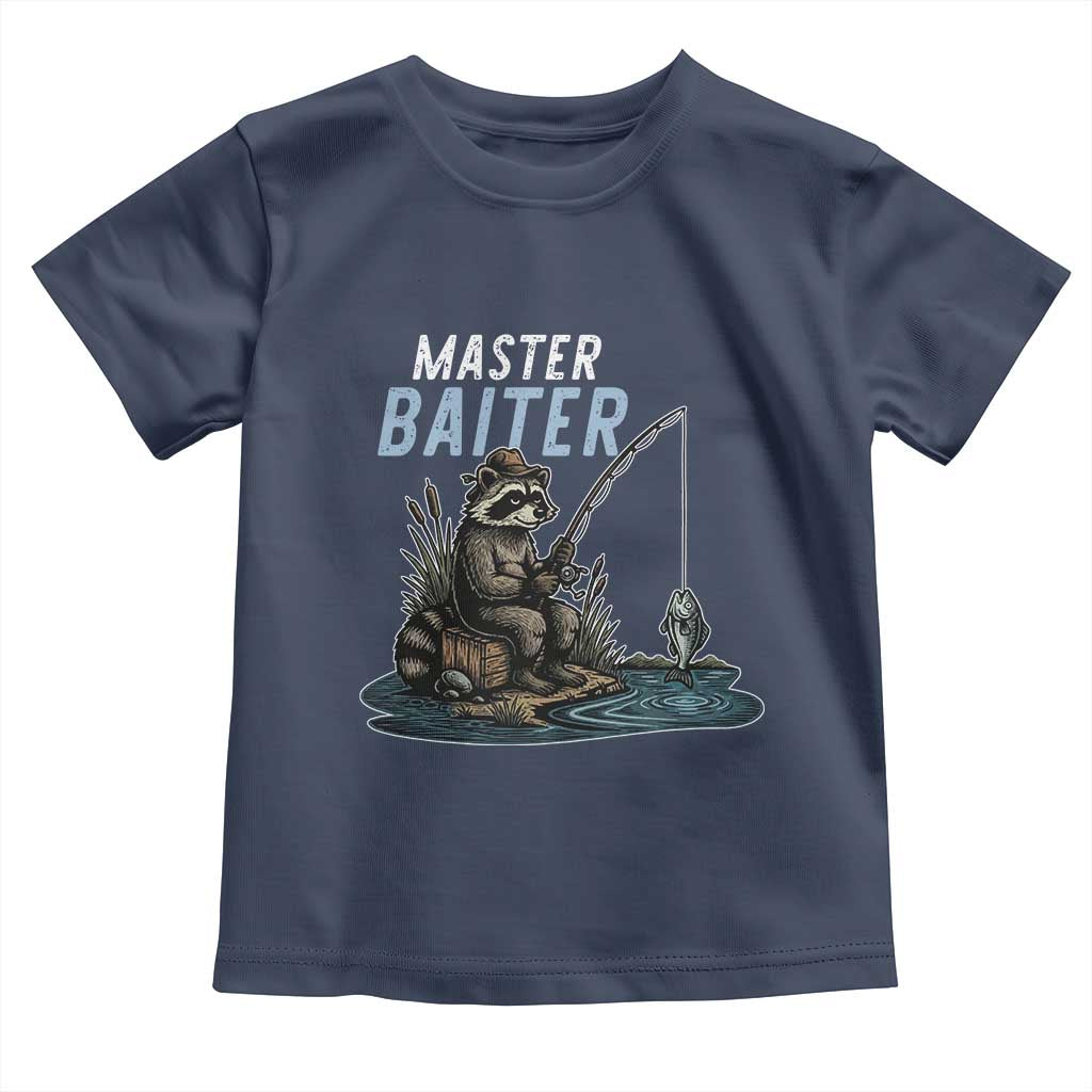 Funny Raccoon Fishing Toddler T Shirt Master Baiter Fisherman