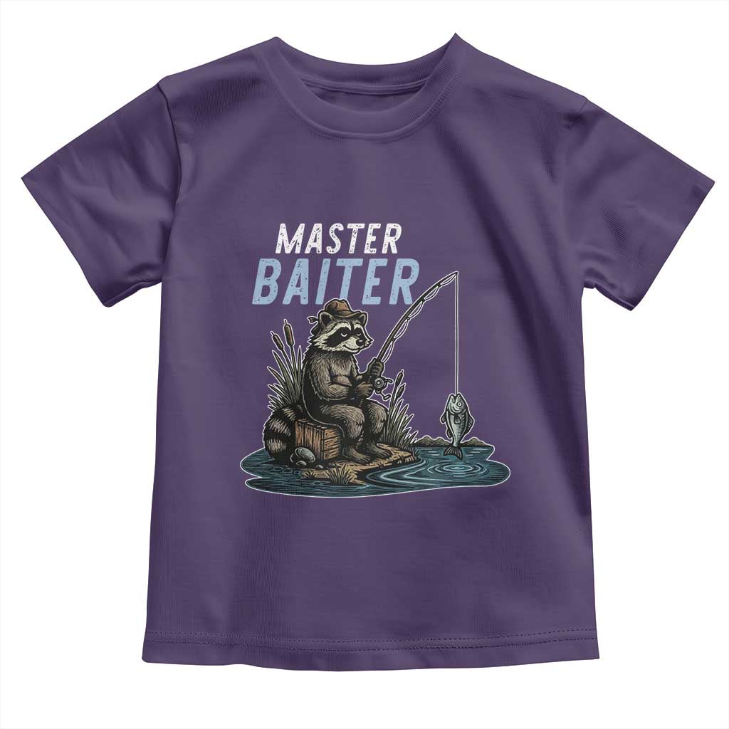 Funny Raccoon Fishing Toddler T Shirt Master Baiter Fisherman