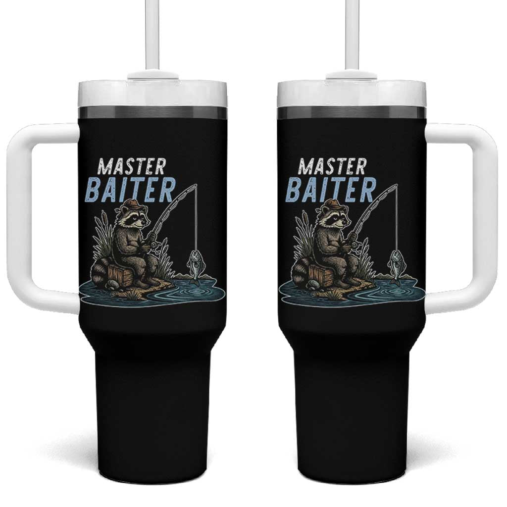 Funny Raccoon Fishing Tumbler With Handle Master Baiter Fisherman
