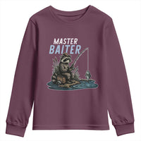 Funny Raccoon Fishing Youth Sweatshirt Master Baiter Fisherman
