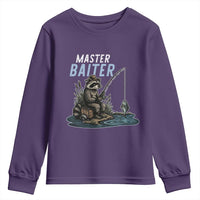 Funny Raccoon Fishing Youth Sweatshirt Master Baiter Fisherman