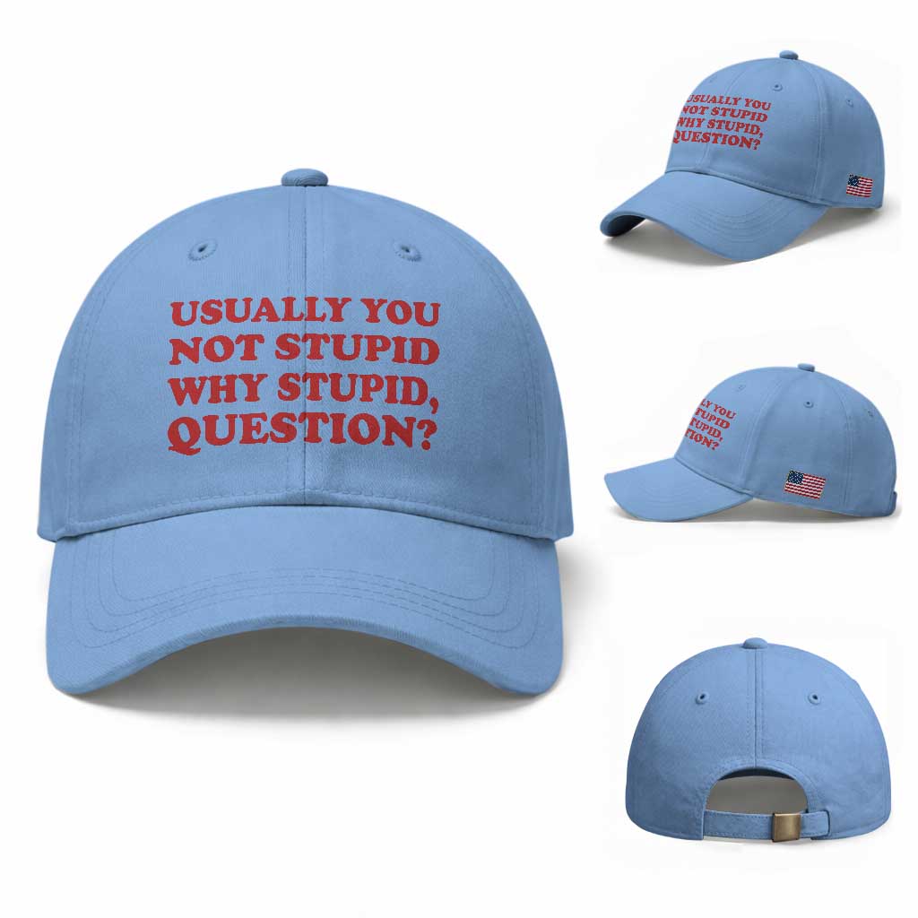 Usually You Not Stupid Why Stupid Question Baseball Cap Funny Space Quote Sci Fi Book