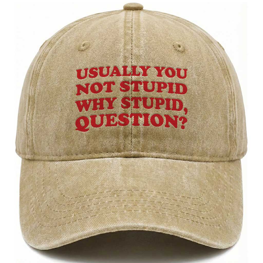 Usually You Not Stupid Why Stupid Question Washed Cotton Baseball Cap Funny Space Quote Sci Fi Book