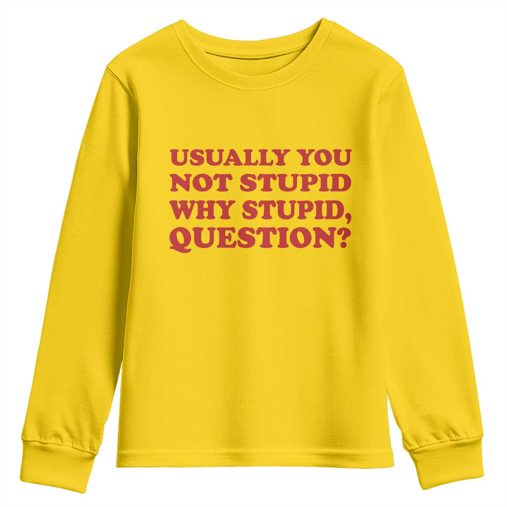 Usually You Not Stupid Why Stupid Question Youth Sweatshirt Funny Space Quote Sci Fi Book