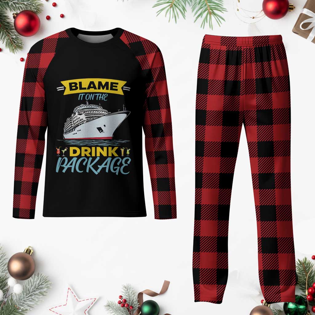 Funny Cruise Vacation Plaid Pajama Set Blame It On The Drink Package - Wonder Print Shop