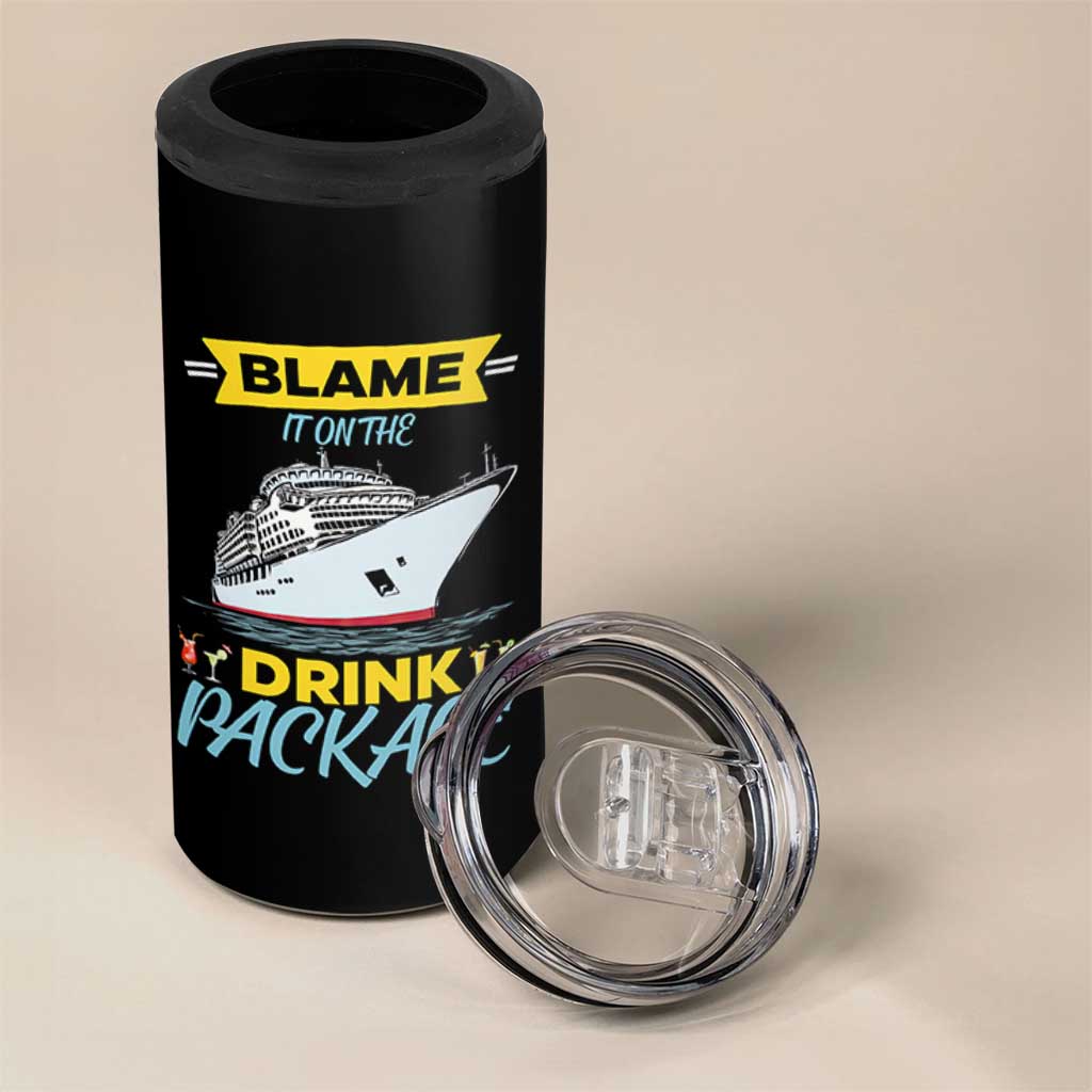 Funny Cruise Vacation 4 in 1 Can Cooler Tumbler Blame It On The Drink Package - Wonder Print Shop