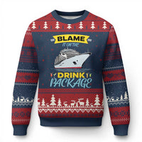 Funny Cruise Vacation Ugly Christmas Sweater Blame It On The Drink Package - Wonder Print Shop