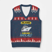 Funny Cruise Vacation V-Neck Knit Sweater Vest Blame It On The Drink Package - Wonder Print Shop
