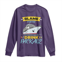 Funny Cruise Vacation Long Sleeve Shirt Blame It On The Drink Package - Wonder Print Shop