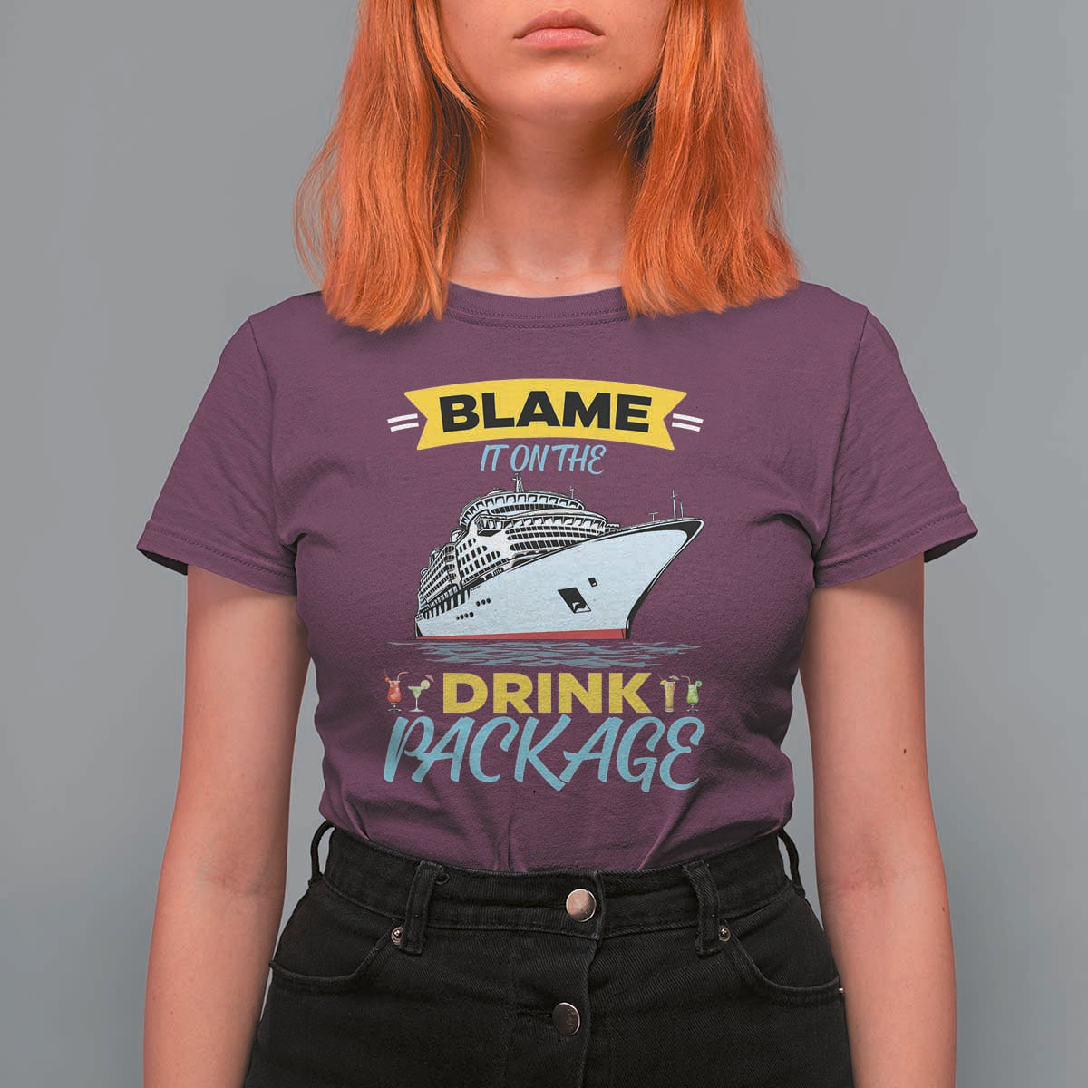Funny Cruise Vacation T Shirt For Women Blame It On The Drink Package - Wonder Print Shop