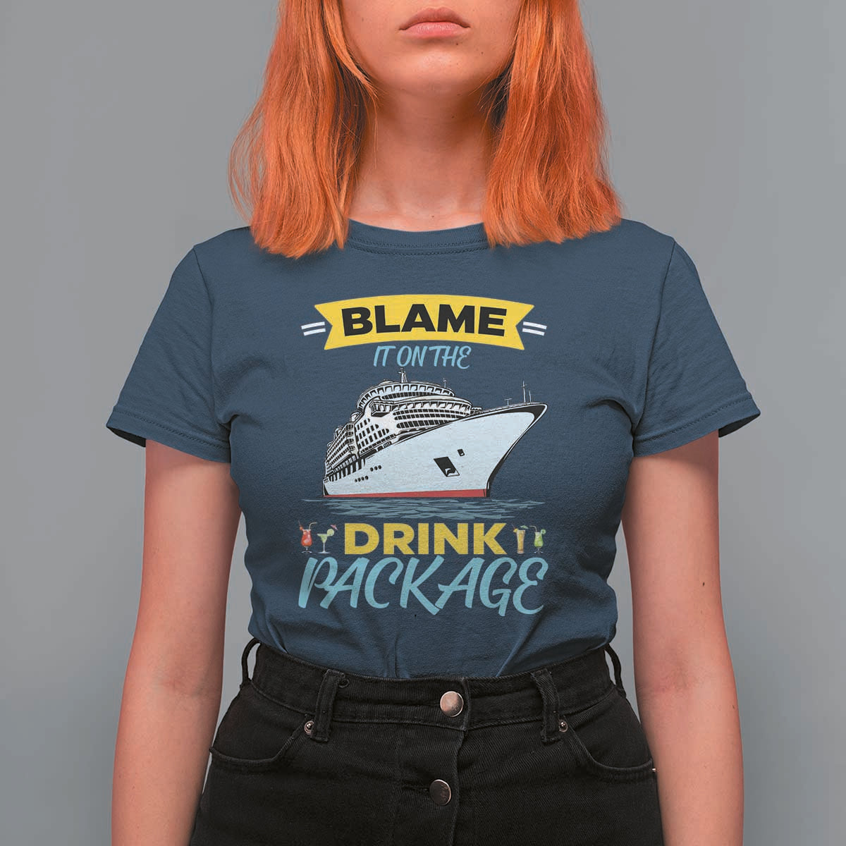Funny Cruise Vacation T Shirt For Women Blame It On The Drink Package - Wonder Print Shop