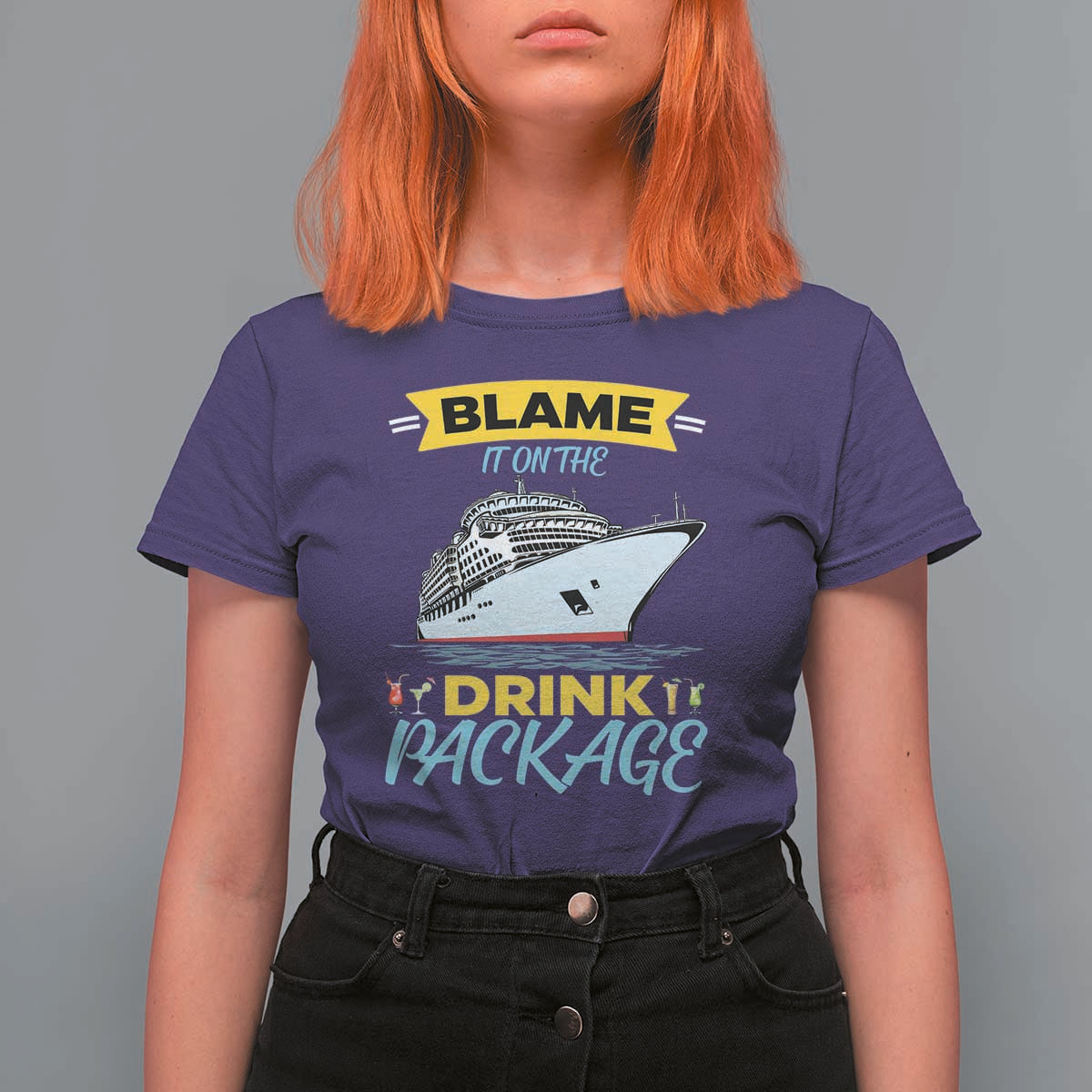 Funny Cruise Vacation T Shirt For Women Blame It On The Drink Package - Wonder Print Shop