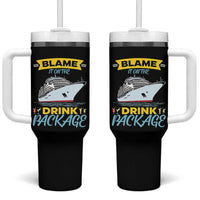 Funny Cruise Vacation Tumbler With Handle Blame It On The Drink Package - Wonder Print Shop