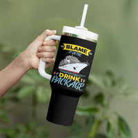 Funny Cruise Vacation Tumbler With Handle Blame It On The Drink Package - Wonder Print Shop