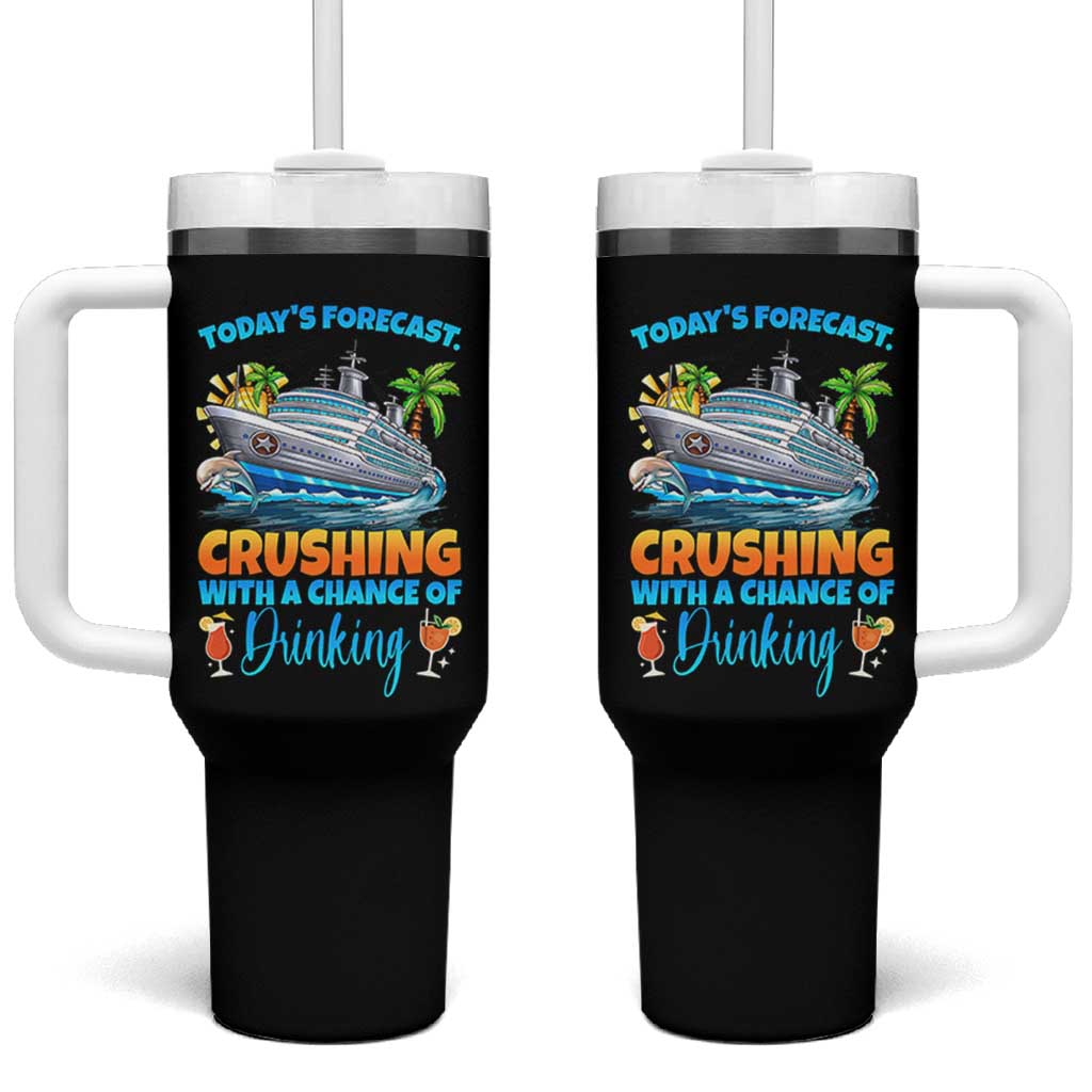 Funny Cruise Vacation Trip Drinking Tumbler With Handle Today Is Forecast Cruising With A Chance Of Drinking - Wonder Print Shop