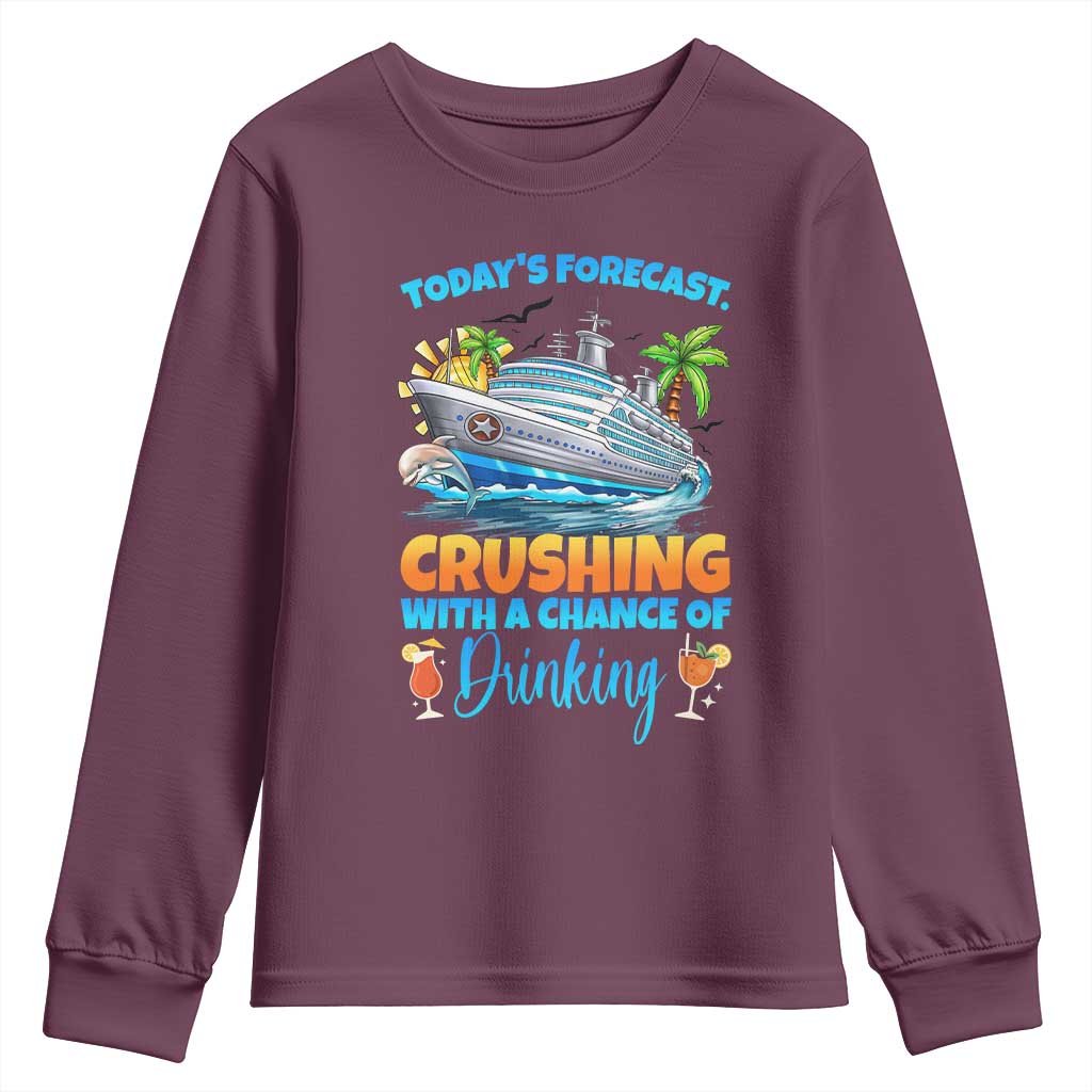 Funny Cruise Vacation Trip Drinking Youth Sweatshirt Today Is Forecast Cruising With A Chance Of Drinking - Wonder Print Shop