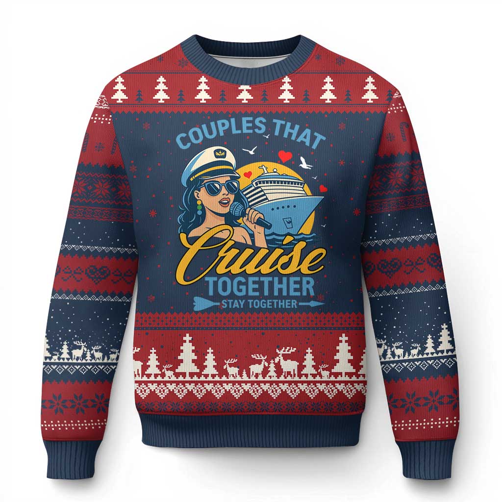 Couples That Cruise Together Stay Together Ugly Christmas Sweater Funny Cruising Couples - Wonder Print Shop
