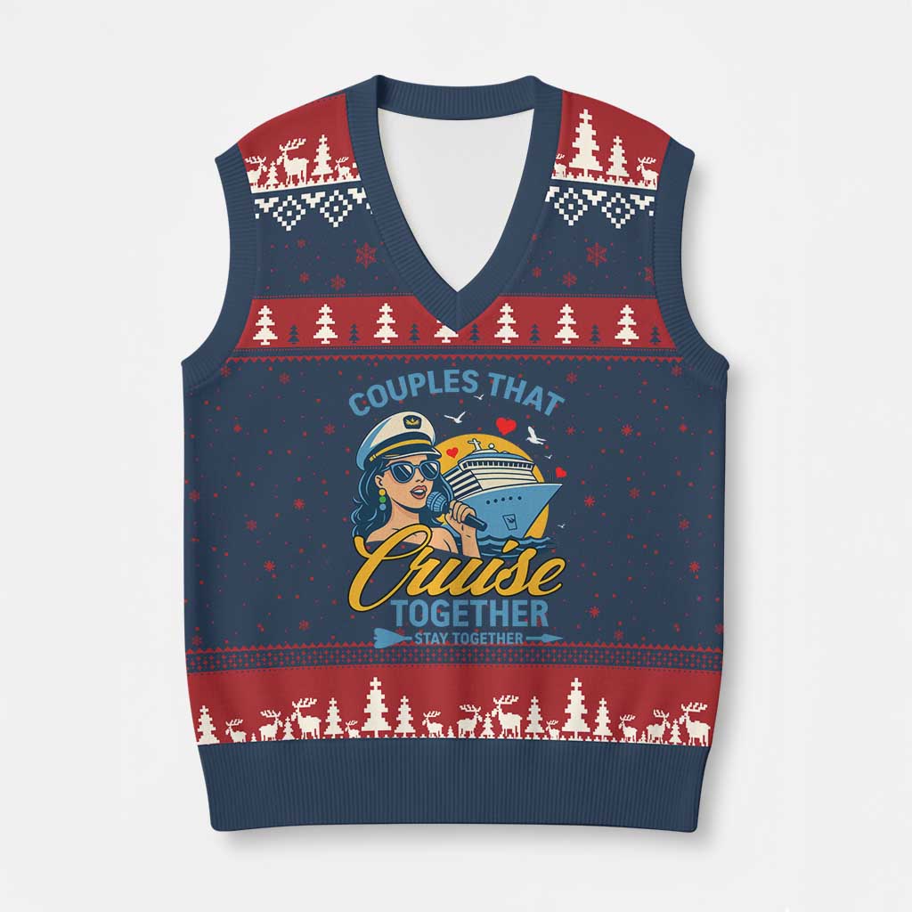 Couples That Cruise Together Stay Together V-Neck Knit Sweater Vest Funny Cruising Couples - Wonder Print Shop