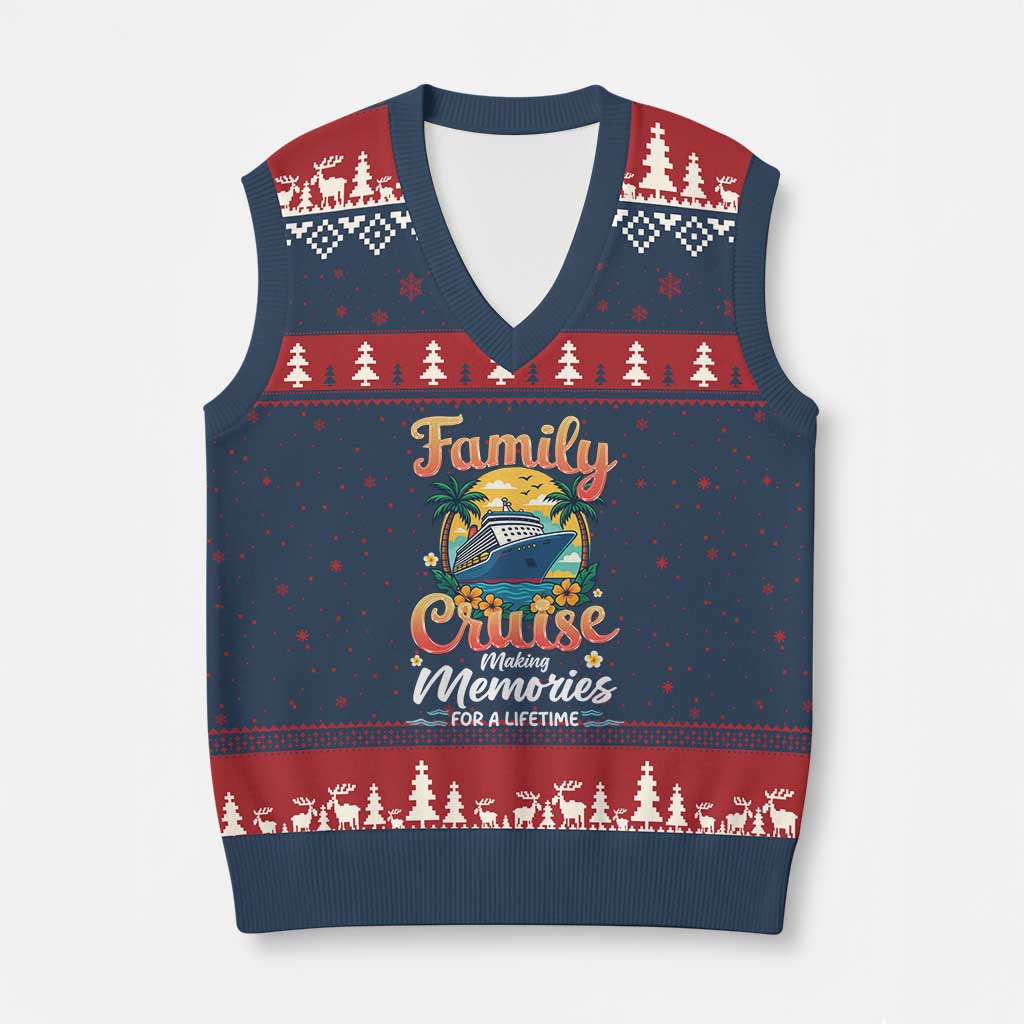 Family Cruise Making Memories For A Life Time V-Neck Knit Sweater Vest Funny Cruise Vacation Trip - Wonder Print Shop