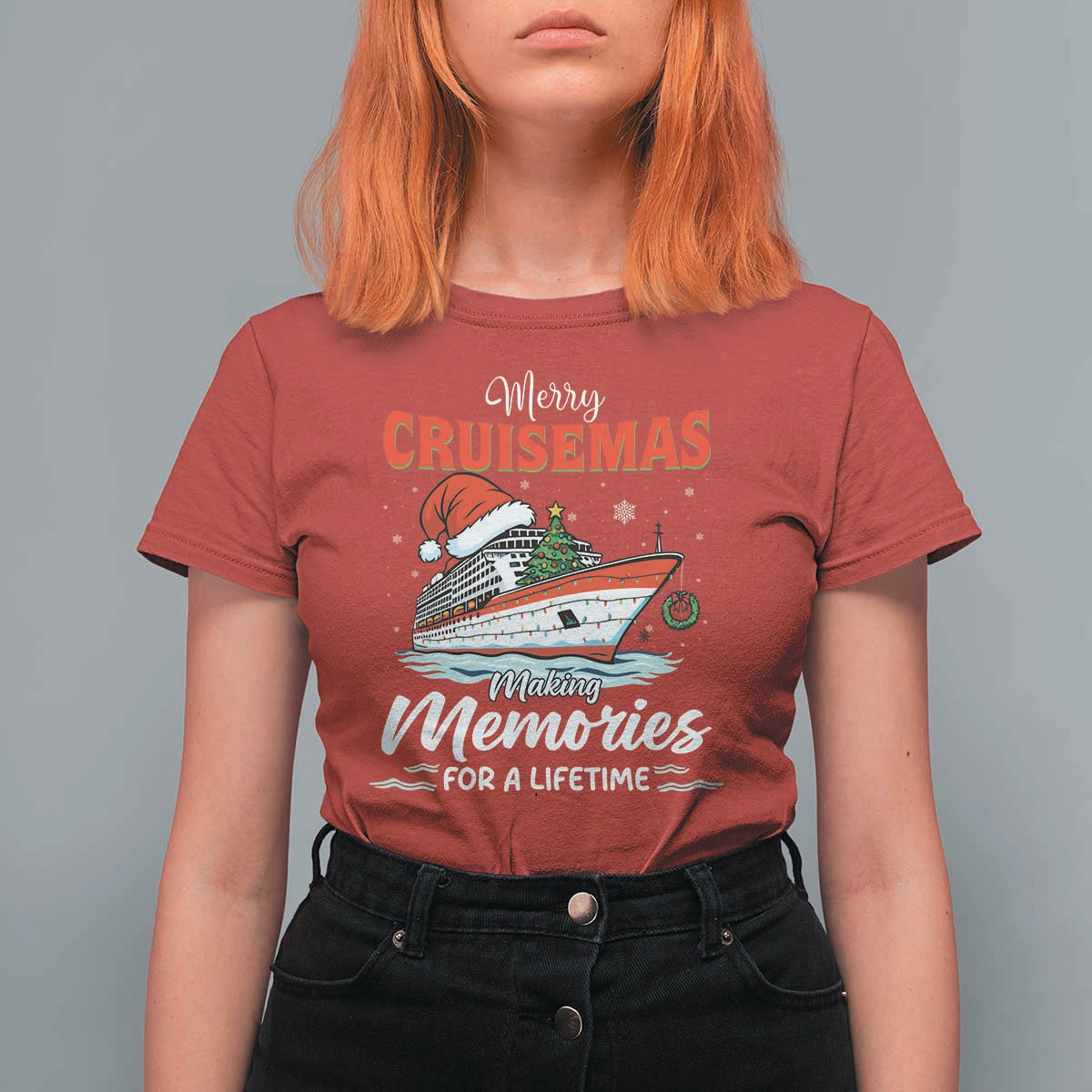 Christmas Cruise T Shirt For Women Merry Cruisemas Making Memories For A Life Time - Wonder Print Shop