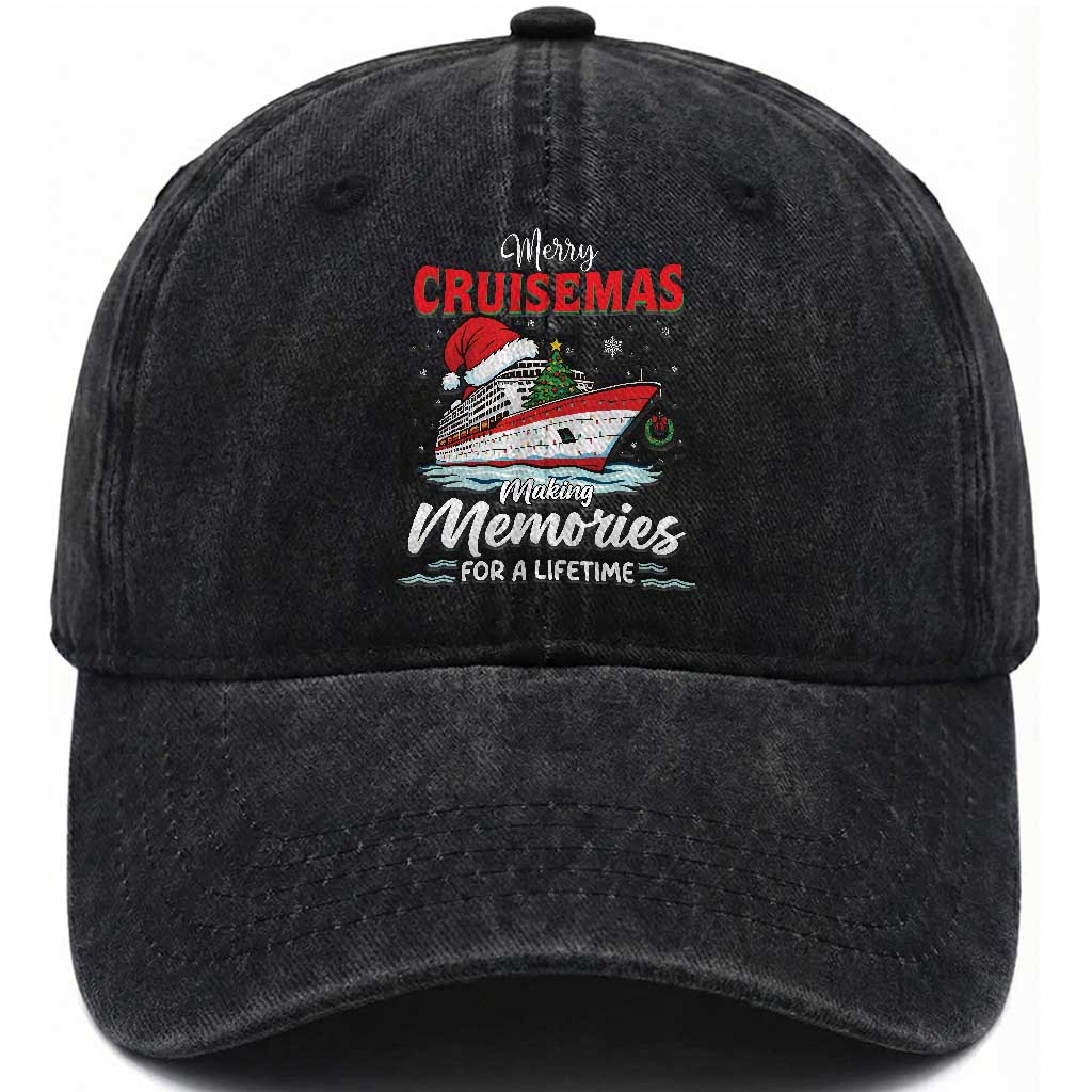 Christmas Cruise Washed Cotton Baseball Cap Merry Cruisemas Making Memories For A Life Time
