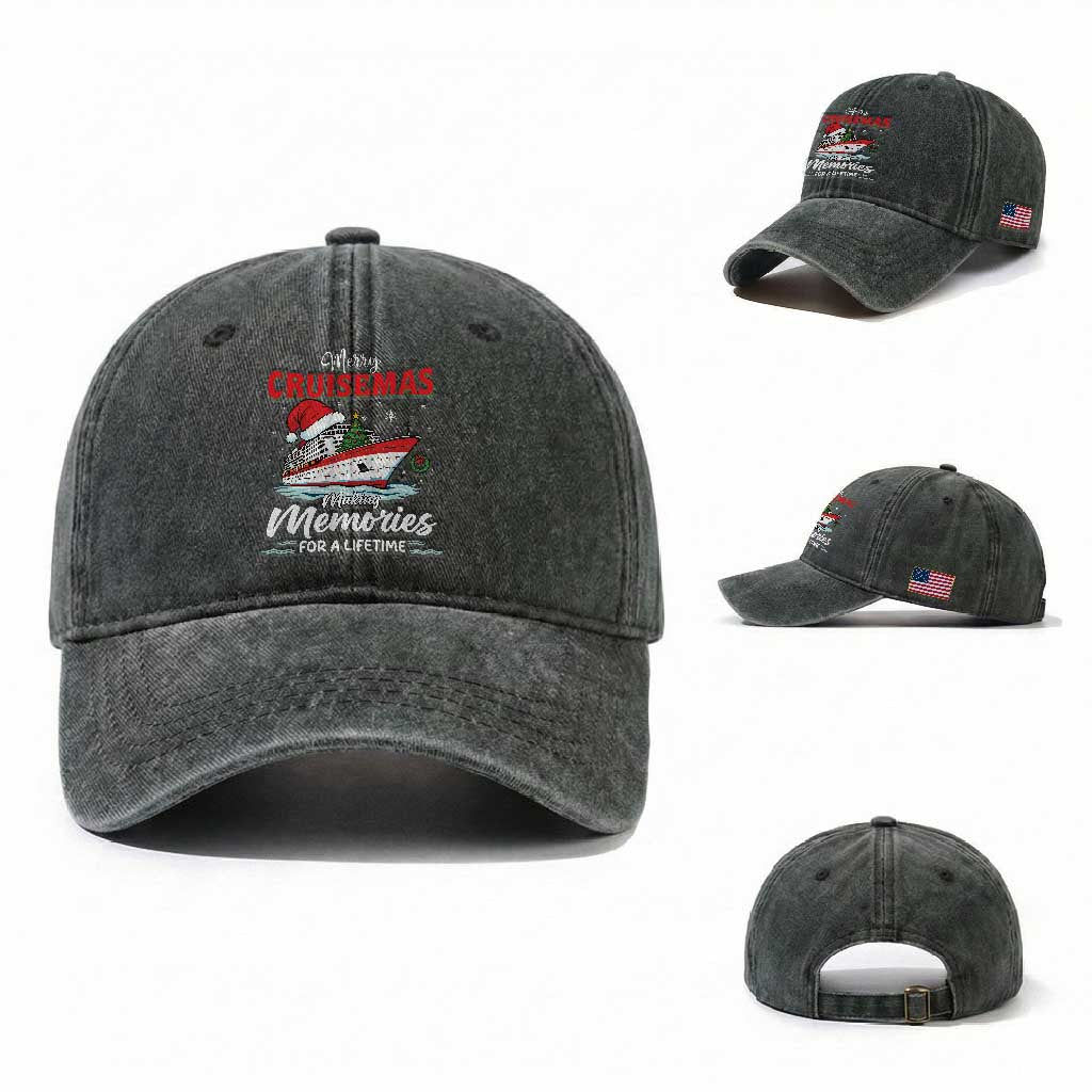Christmas Cruise Washed Cotton Baseball Cap Merry Cruisemas Making Memories For A Life Time