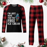 Funny Cruise Plaid Pajama Set I Am Just Here For The Free Ice Cream - Wonder Print Shop