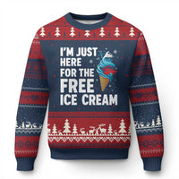 Funny Cruise Ugly Christmas Sweater I Am Just Here For The Free Ice Cream - Wonder Print Shop