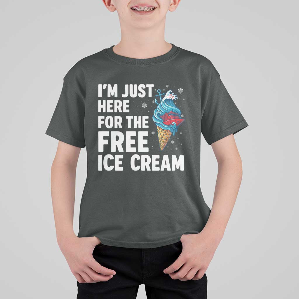 Funny Cruise T Shirt For Kid I Am Just Here For The Free Ice Cream - Wonder Print Shop