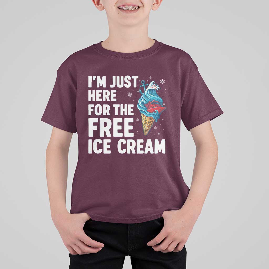 Funny Cruise T Shirt For Kid I Am Just Here For The Free Ice Cream - Wonder Print Shop