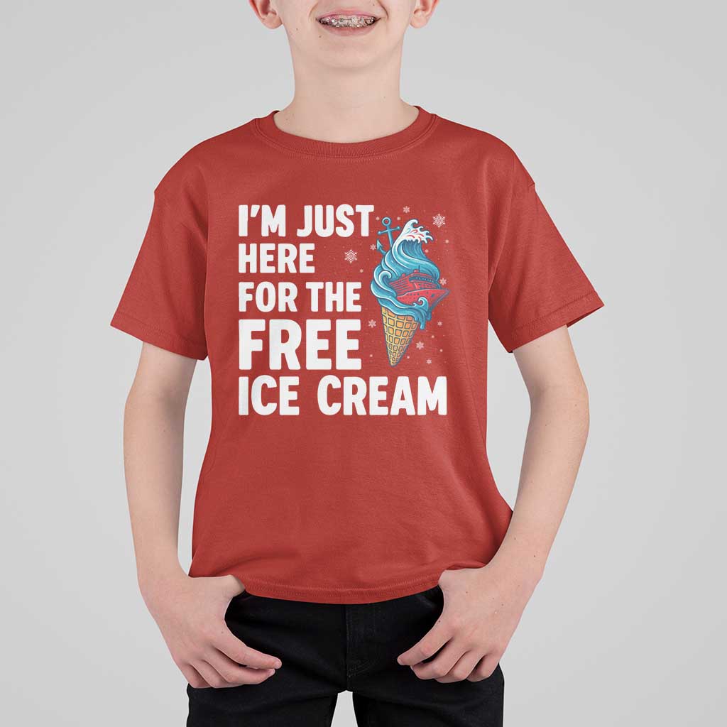 Funny Cruise T Shirt For Kid I Am Just Here For The Free Ice Cream - Wonder Print Shop