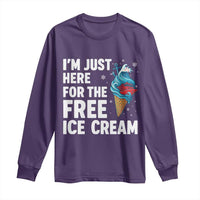 Funny Cruise Long Sleeve Shirt I Am Just Here For The Free Ice Cream - Wonder Print Shop