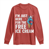 Funny Cruise Long Sleeve Shirt I Am Just Here For The Free Ice Cream - Wonder Print Shop