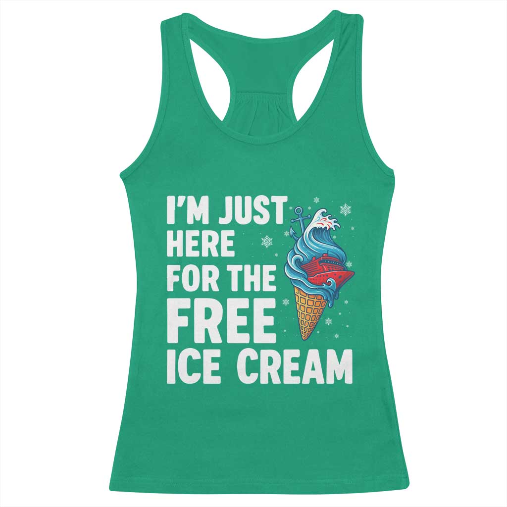Funny Cruise Racerback Tank Top I Am Just Here For The Free Ice Cream - Wonder Print Shop