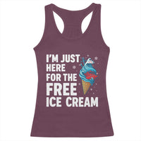 Funny Cruise Racerback Tank Top I Am Just Here For The Free Ice Cream - Wonder Print Shop