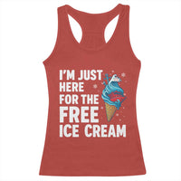 Funny Cruise Racerback Tank Top I Am Just Here For The Free Ice Cream - Wonder Print Shop