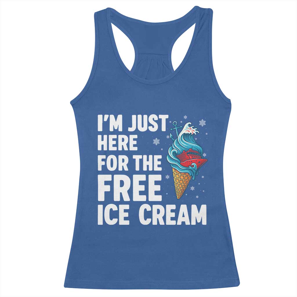 Funny Cruise Racerback Tank Top I Am Just Here For The Free Ice Cream - Wonder Print Shop