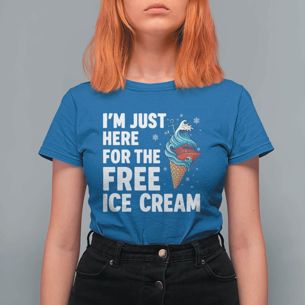 Funny Cruise T Shirt For Women I Am Just Here For The Free Ice Cream - Wonder Print Shop