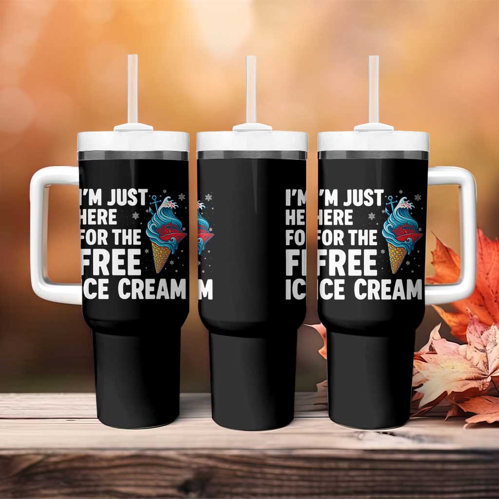 Funny Cruise Tumbler With Handle I Am Just Here For The Free Ice Cream - Wonder Print Shop
