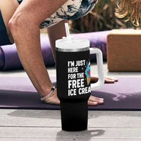 Funny Cruise Tumbler With Handle I Am Just Here For The Free Ice Cream - Wonder Print Shop