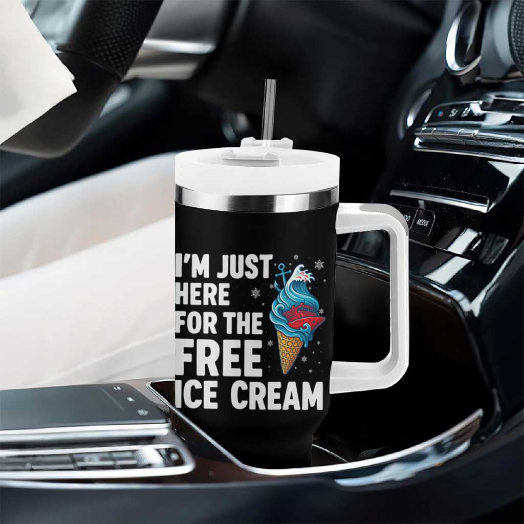 Funny Cruise Tumbler With Handle I Am Just Here For The Free Ice Cream - Wonder Print Shop