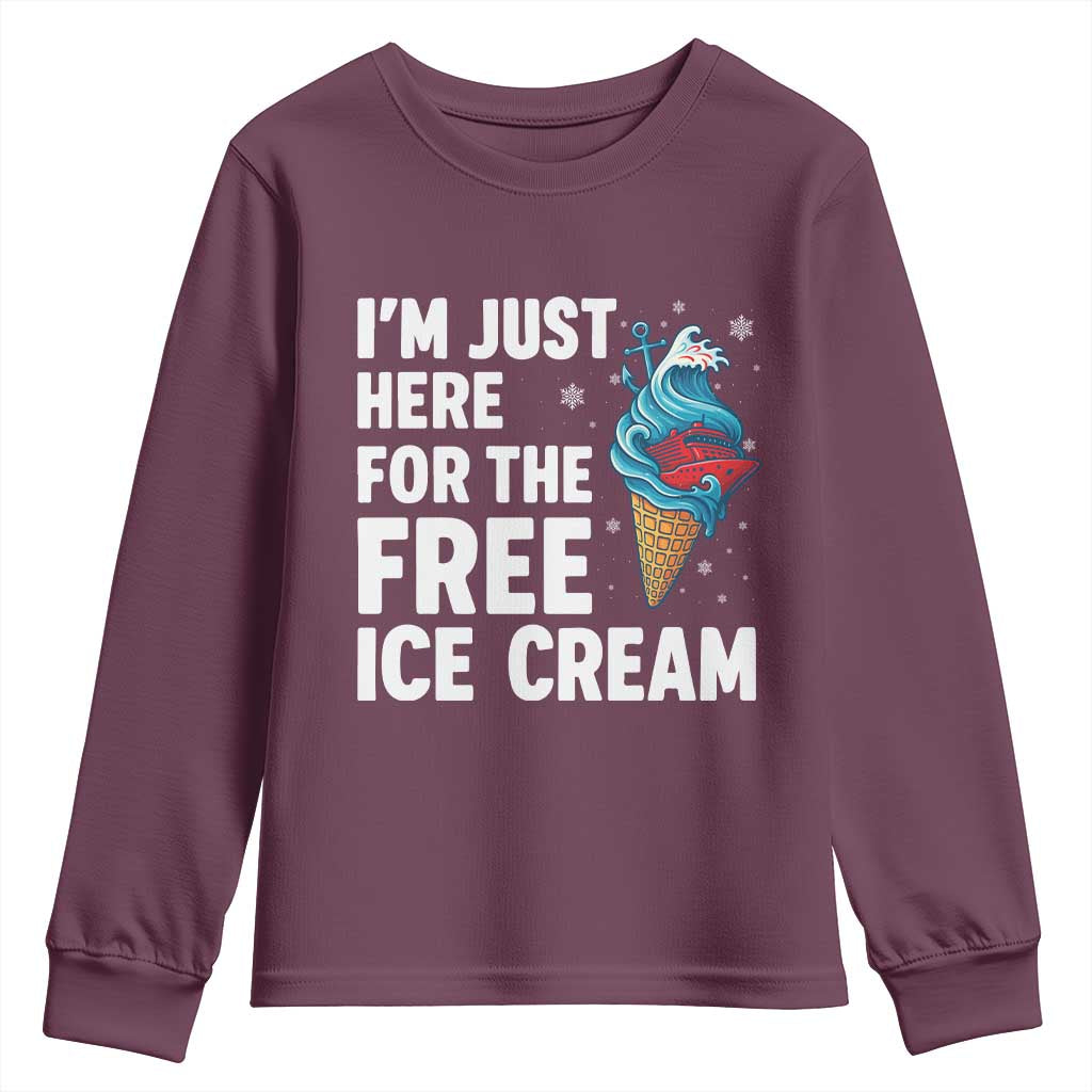 Funny Cruise Youth Sweatshirt I Am Just Here For The Free Ice Cream - Wonder Print Shop