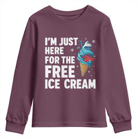 Funny Cruise Youth Sweatshirt I Am Just Here For The Free Ice Cream - Wonder Print Shop